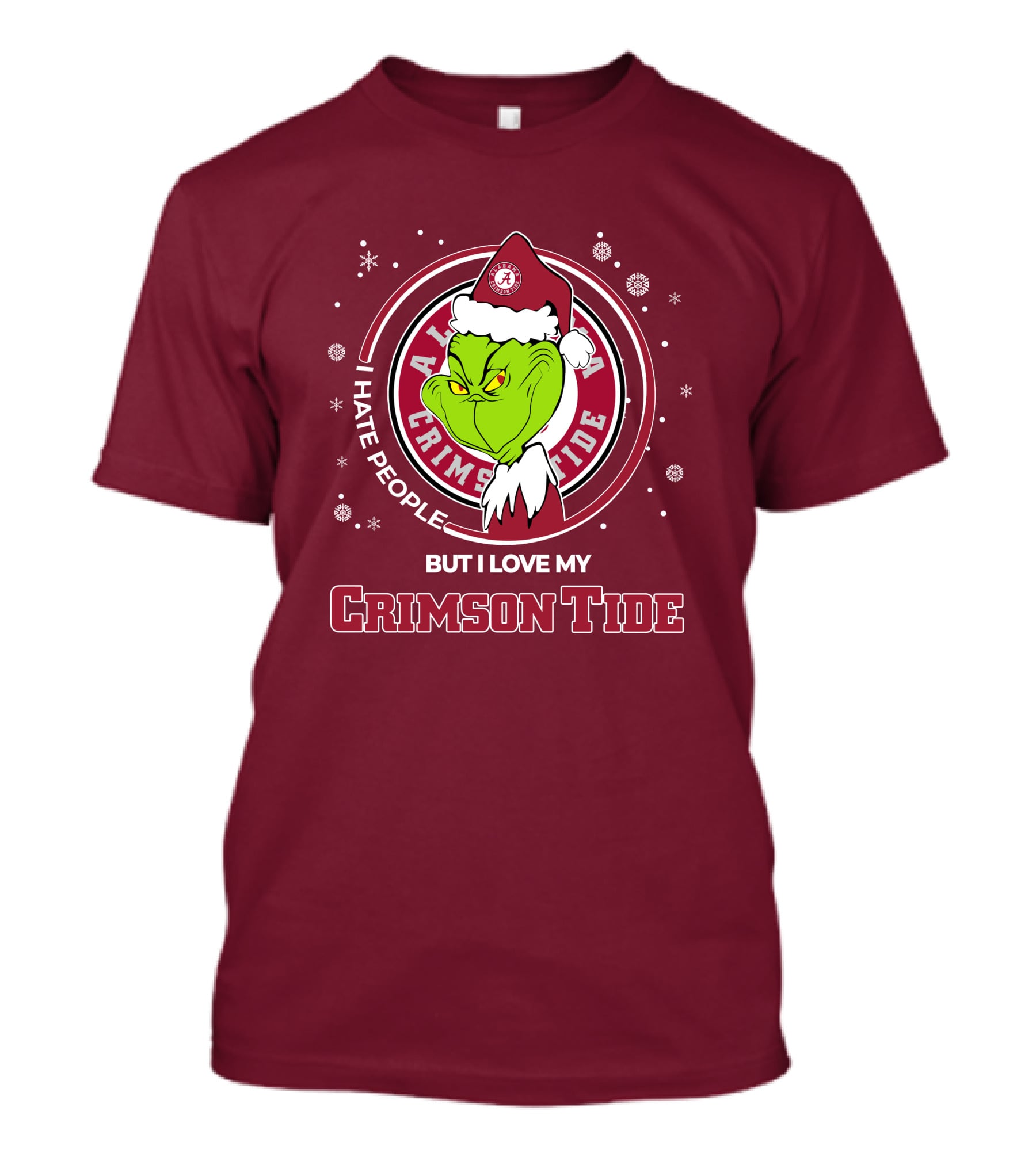 Christmas Grinch Santa I Hate People But I Love My Alabama Crimson Tide T-Shirt