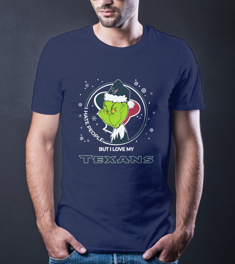 Christmas Grinch I Hate People But I Love My Texans T-Shirt