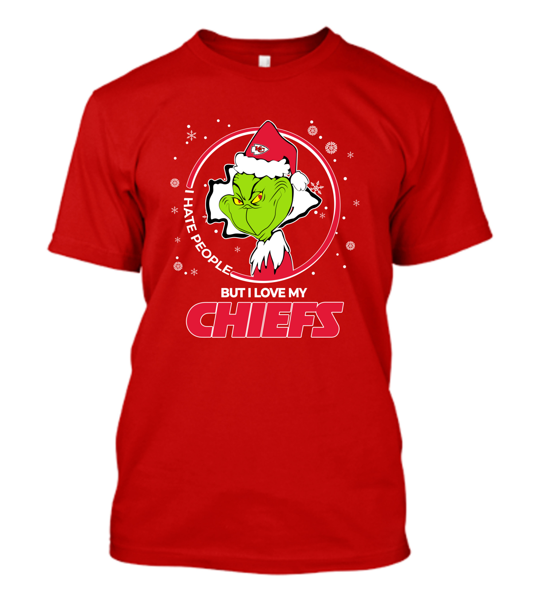 Christmas Grinch Santa I Hate People But I Love My Chiefs T-Shirt