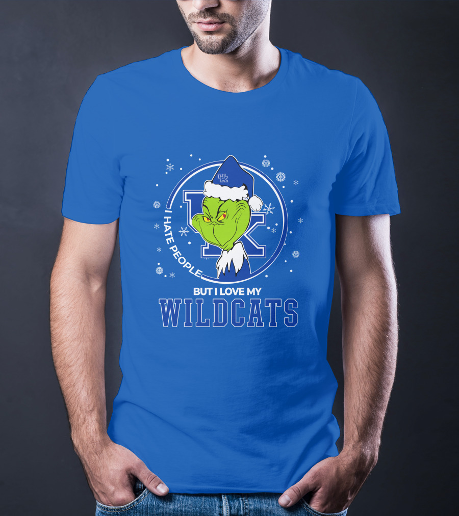 Grinch Santa I Hate People But I Love My Kentucky Wildcats T-Shirt