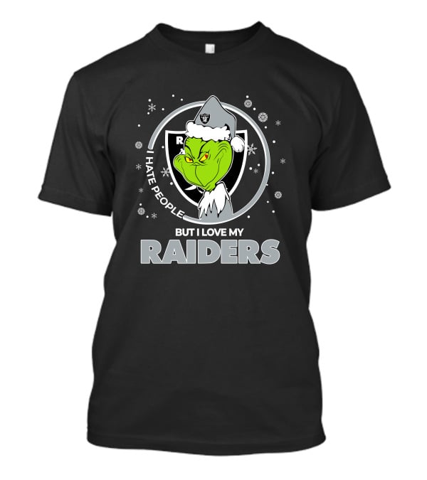 Christmas Grinch Santa I Hate People But I Love My Raiders T-Shirt