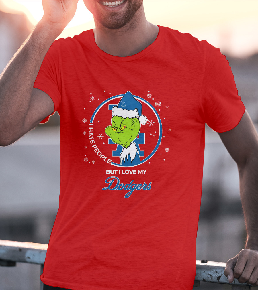 Christmas Grinch I Hate People But I Love My Los Angeles Dodgers T-Shirt