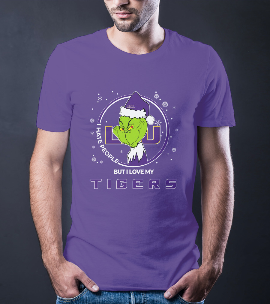 Grinch Santa I Hate People But I Love My LSU Tigers T-Shirt