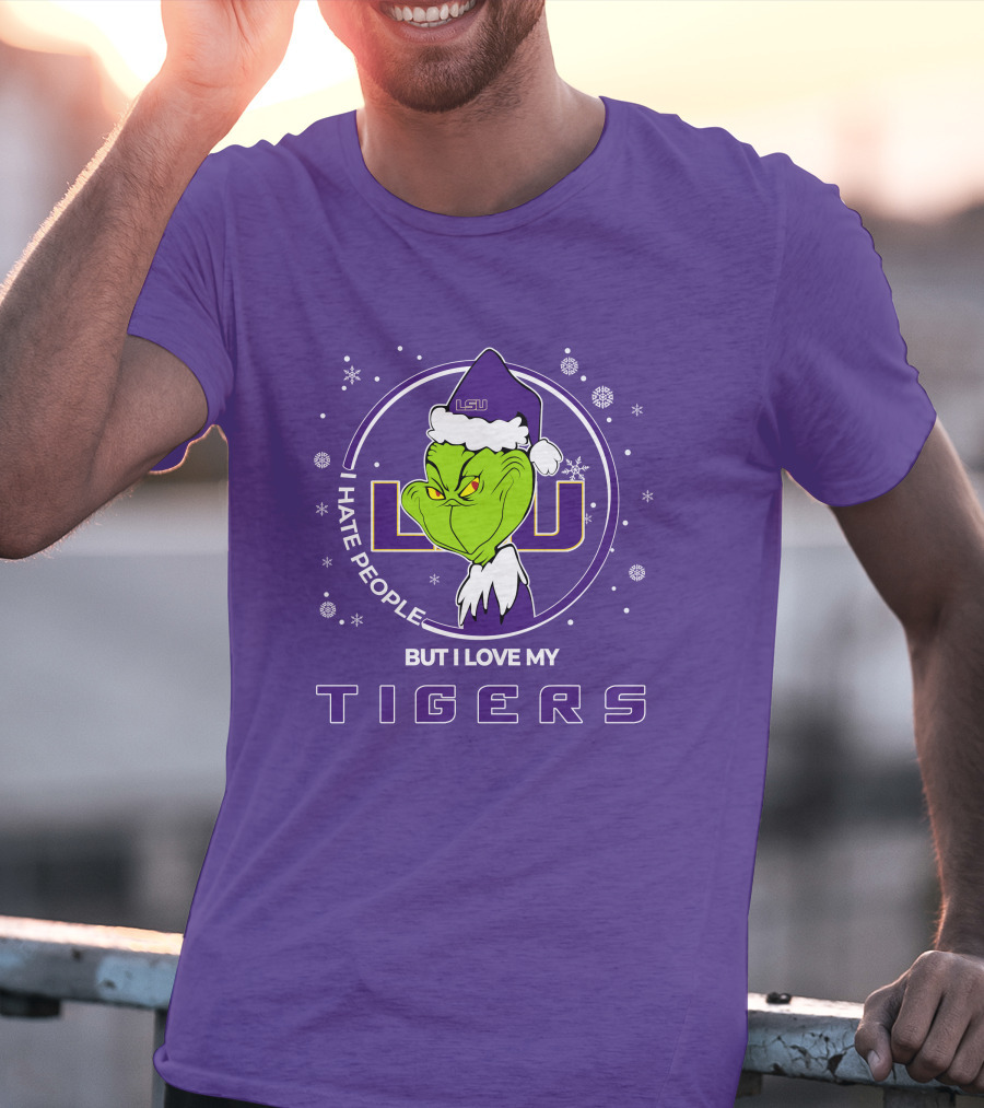 Grinch Santa I Hate People But I Love My LSU Tigers T-Shirt