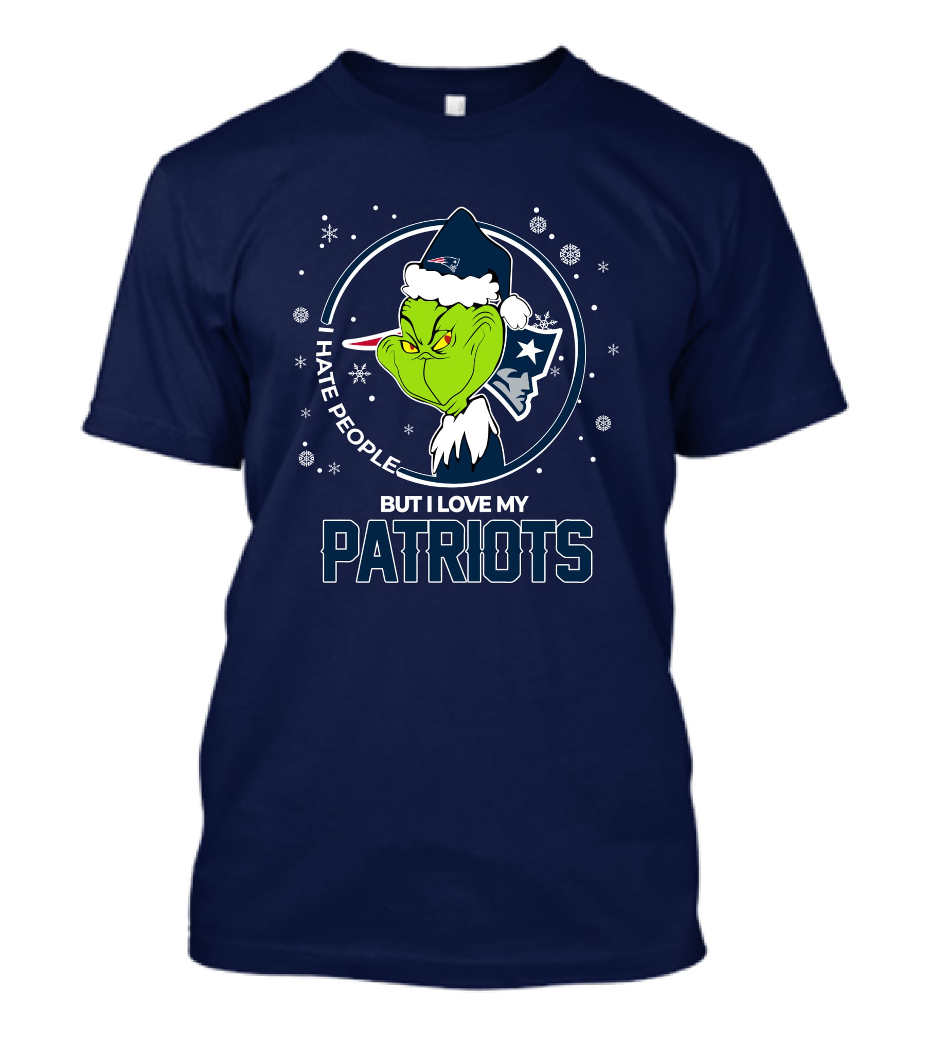Christmas Grinch I Hate People But I Love My Patriots T-Shirt