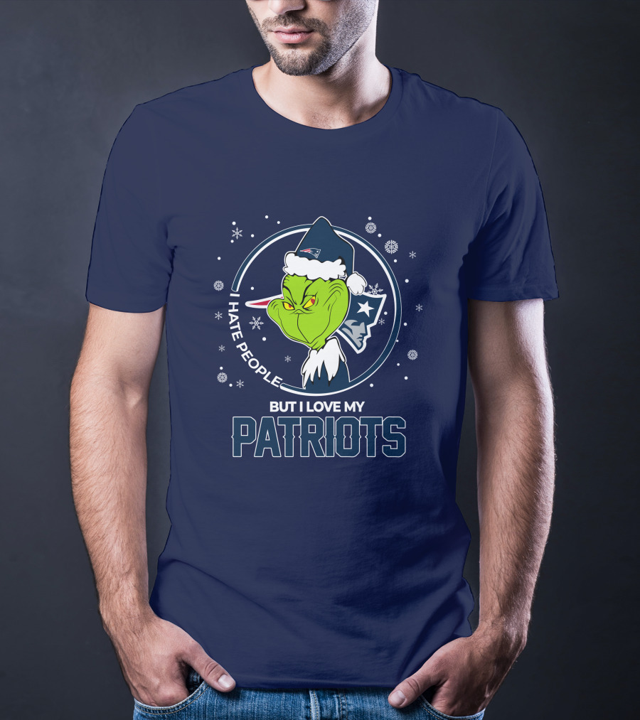 Christmas Grinch I Hate People But I Love My Patriots T-Shirt