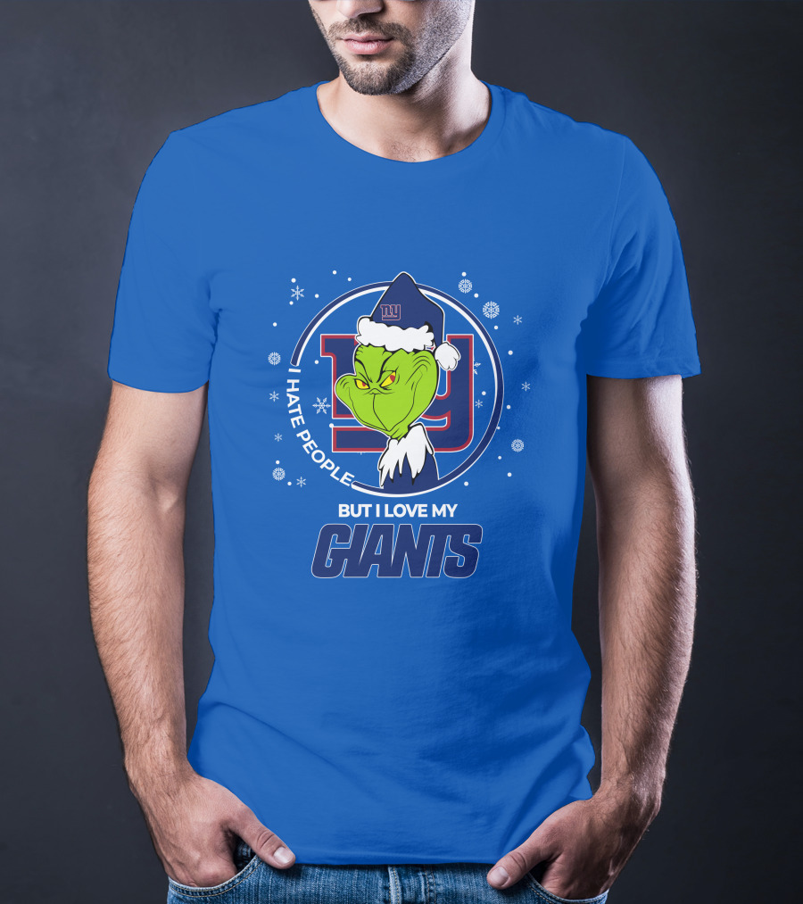 Grinch Santa I Hate People But I Love My New York Giants T-Shirt