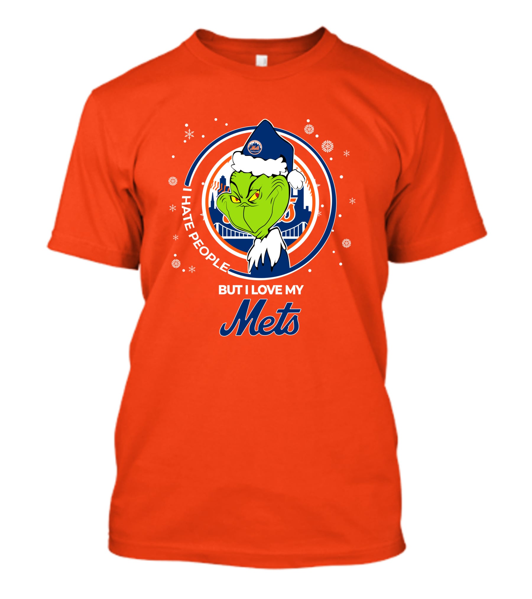 I Hate People But I Love My Mets Christmas Grinch Santa T-Shirt