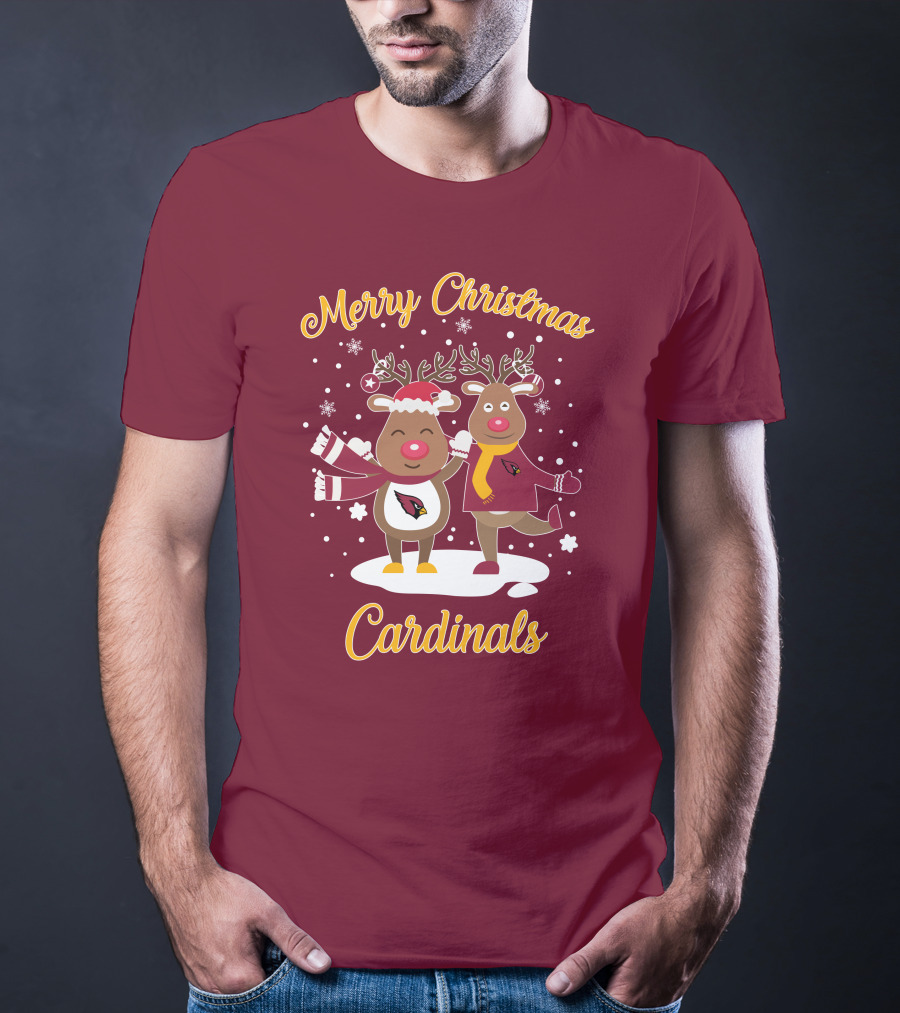 Merry Christmas Cardinals Reindeer Funny Christmas T-Shirt