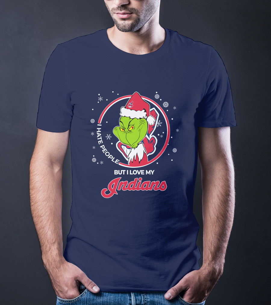 I Hate People But I Love My Indians Christmas Grinch Santa T-Shirt