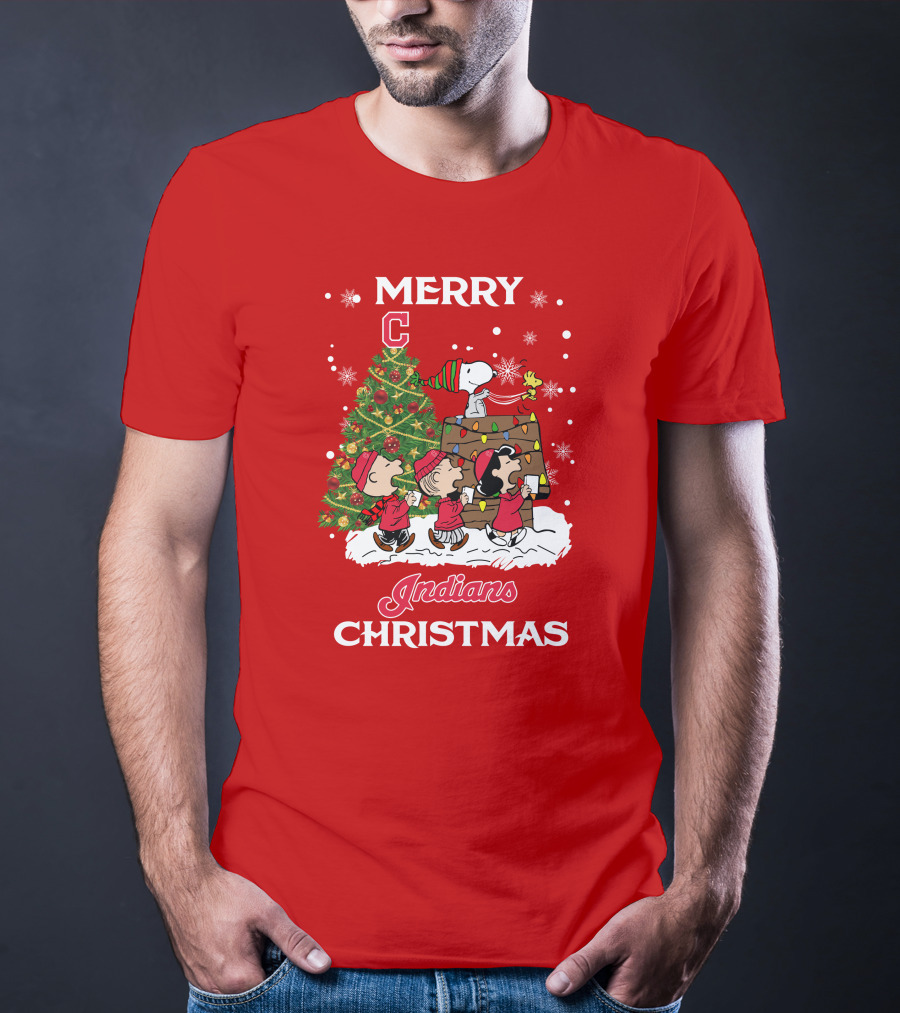 Merry Christmas Indians Snoopy Peanuts Tree Celebration T-Shirt