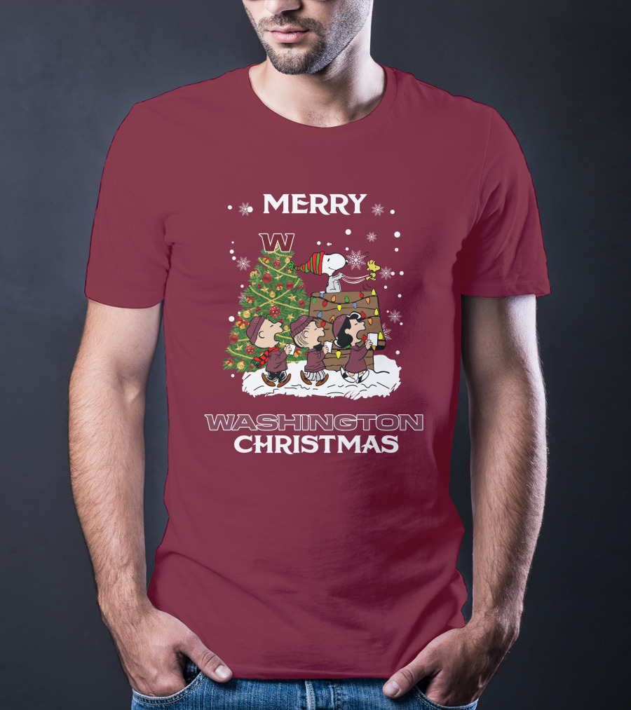 Merry Washington Christmas Tree Featuring Peanut Characters T-Shirt