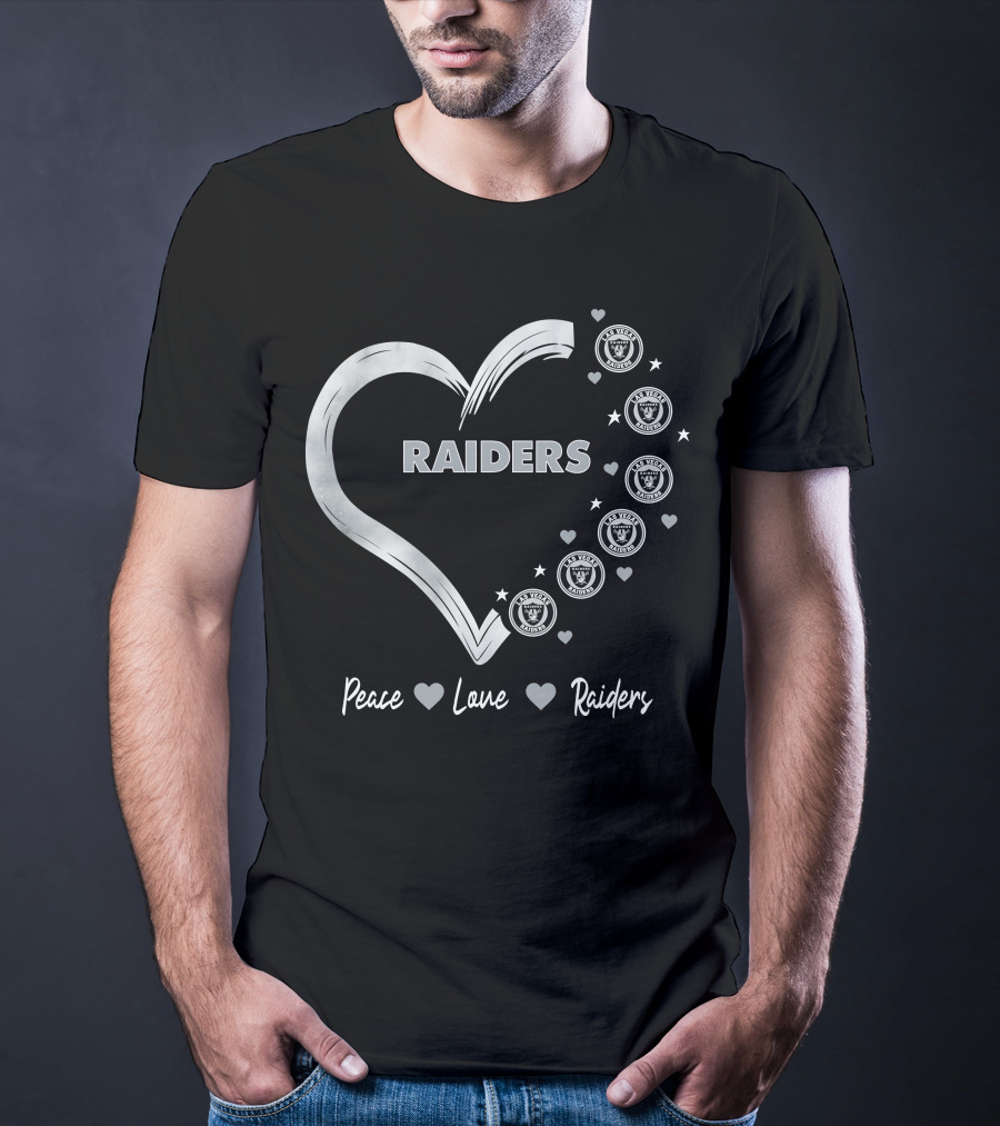 Peace Love Raiders Heart Las Vegas Raiders T-Shirt