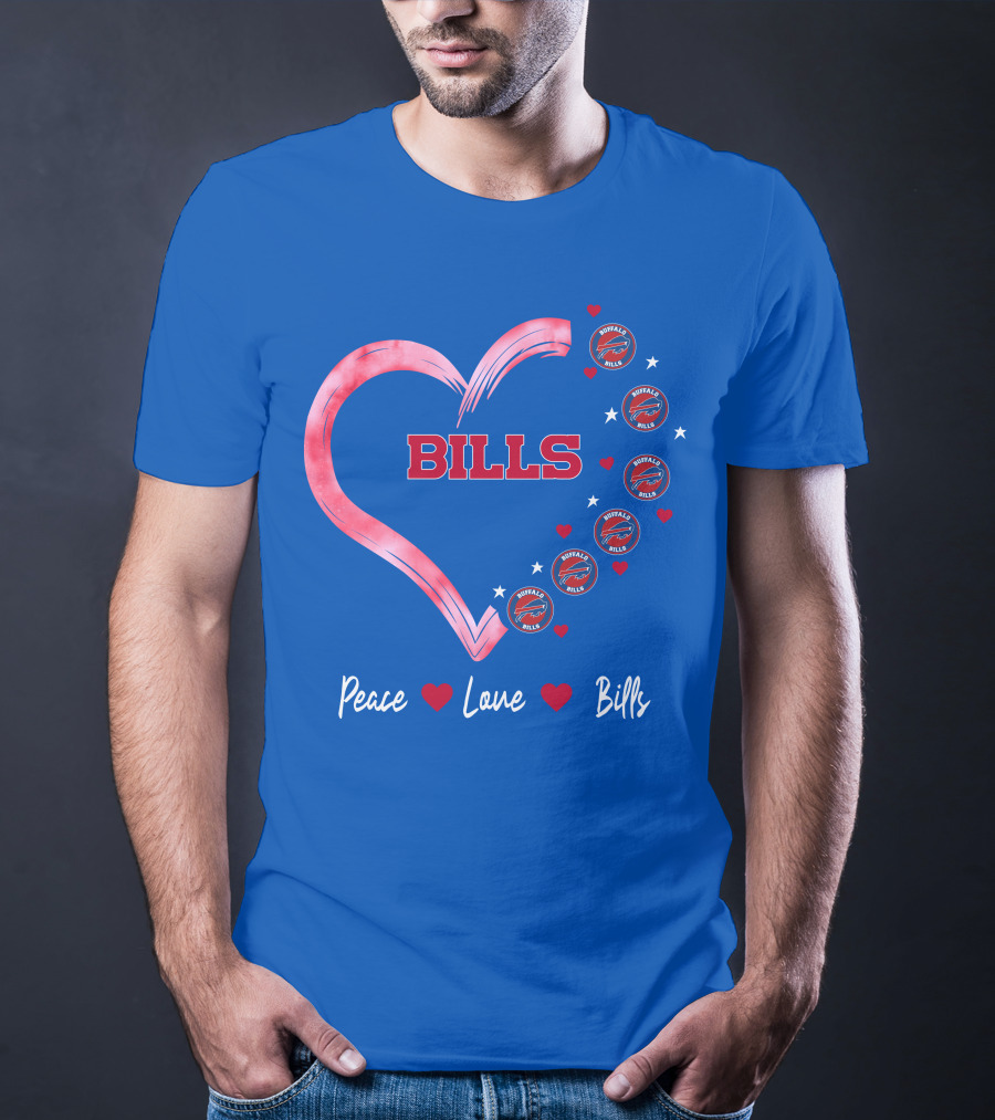 Peace Love Bills Heart Logo Buffalo Bills T-Shirt