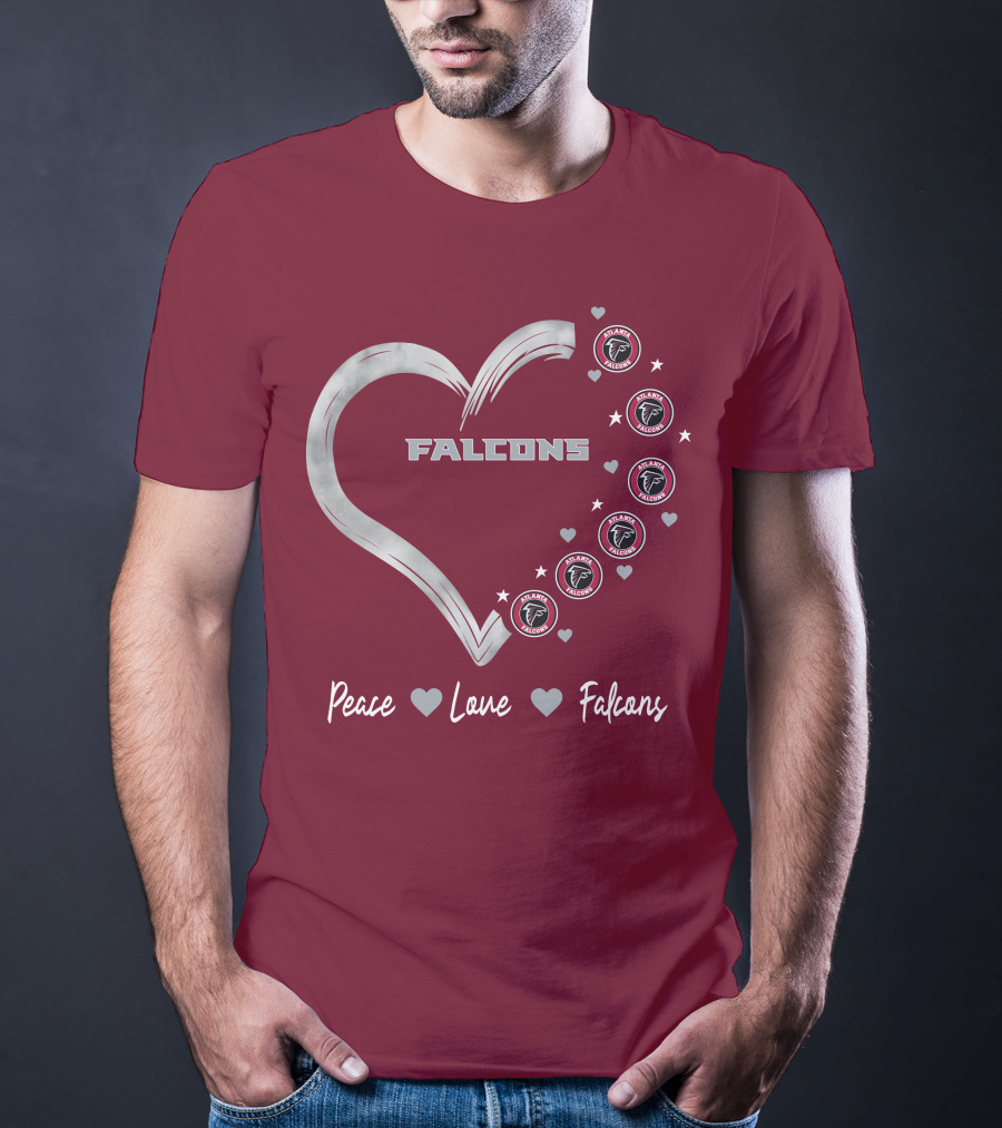 Peace Love Falcons Heart With Atlanta Falcons T-Shirt