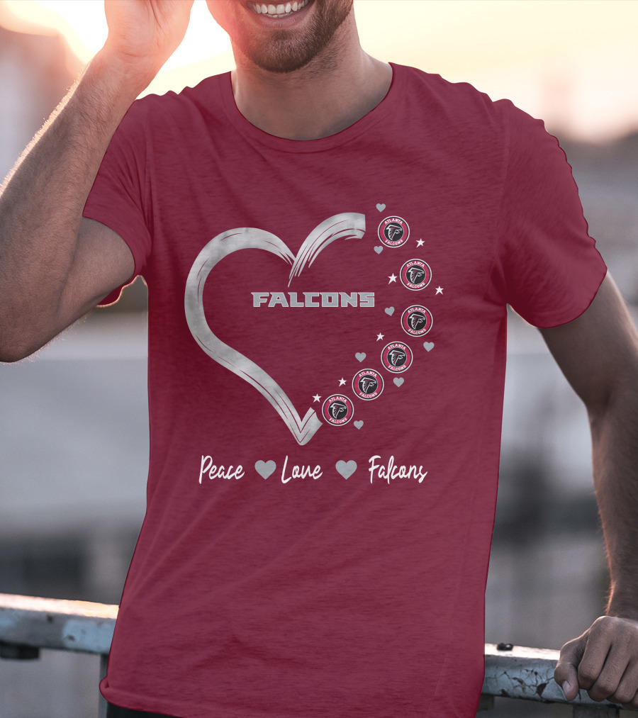 Peace Love Falcons Heart With Atlanta Falcons T-Shirt