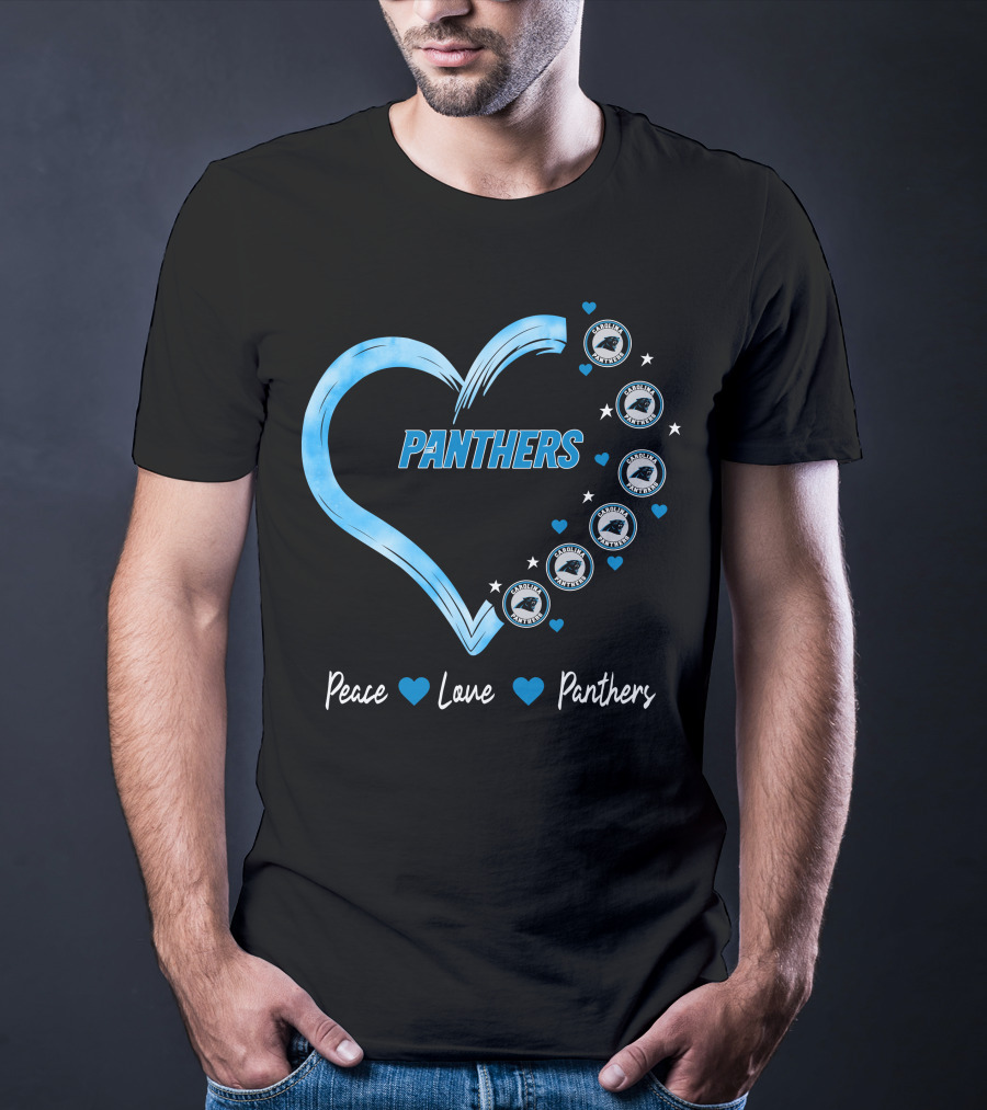Peace Love Carolina Panthers Heart Logo Fan T-Shirt