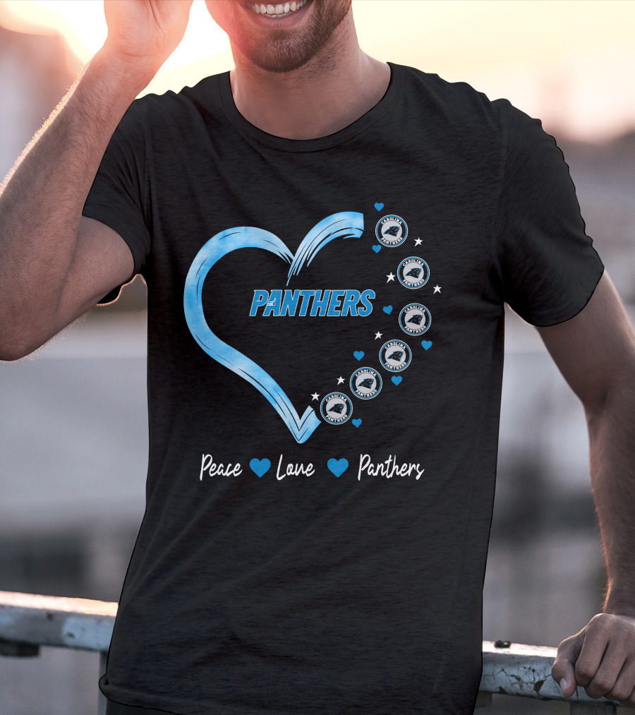 Peace Love Carolina Panthers Heart Logo Fan T-Shirt