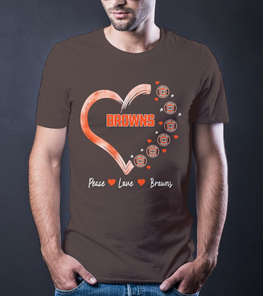 Peace Love Heart Browns Cleveland Browns T-Shirt