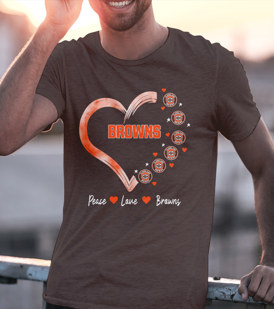 Peace Love Heart Browns Cleveland Browns T-Shirt