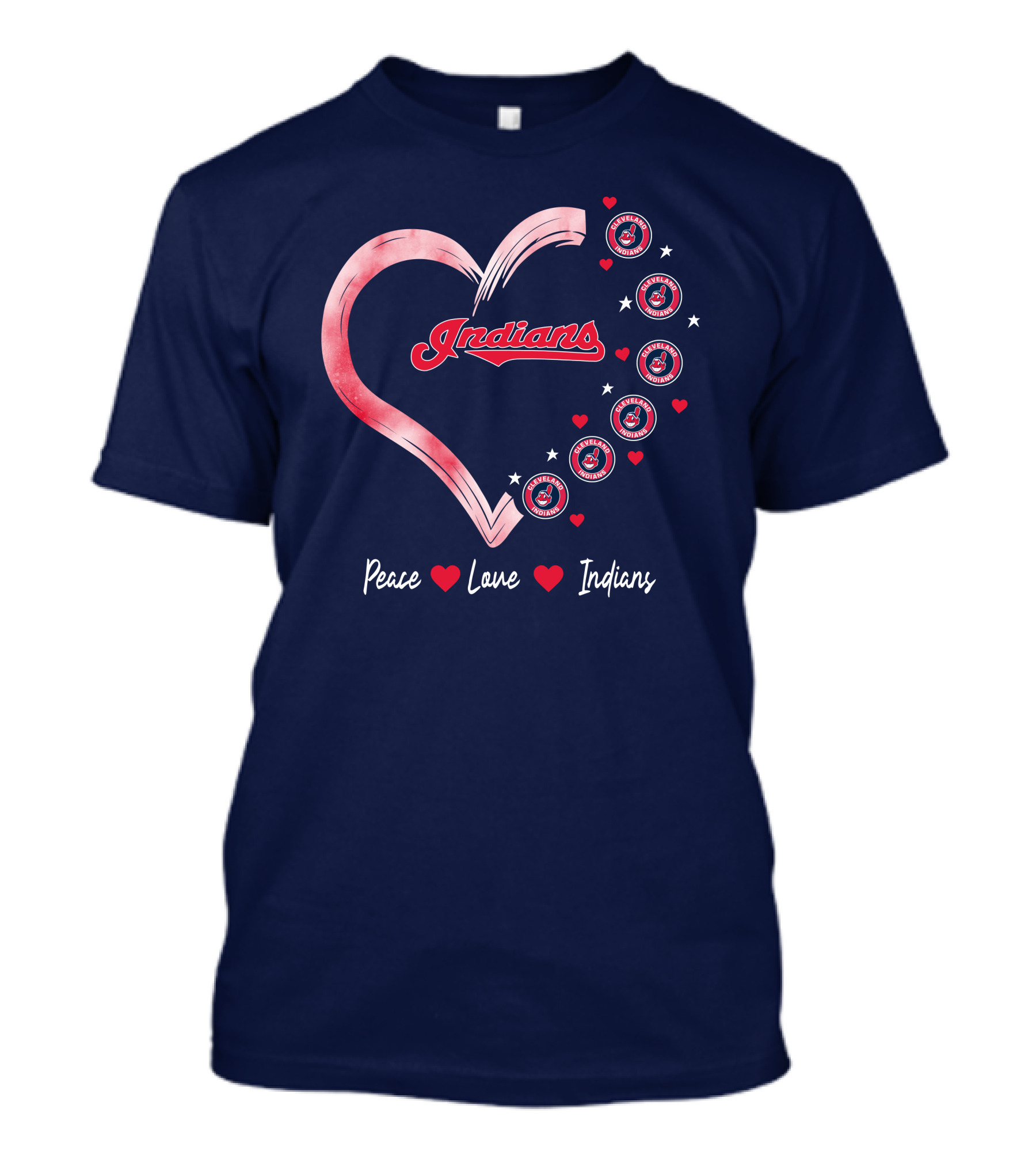 Peace Love Indians Heart Cleveland Indians T-Shirt