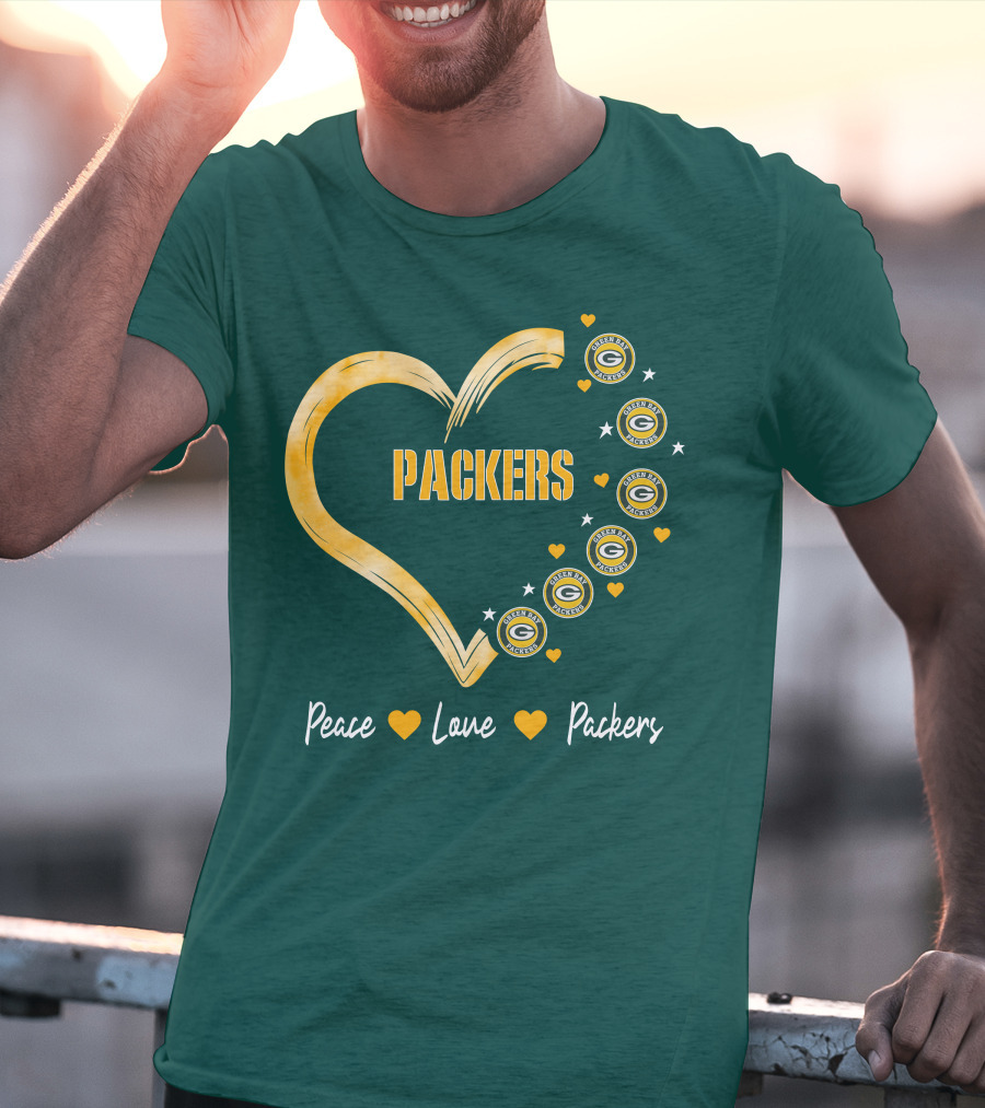 Peace Love Packers Green Bay Packers Heart T-Shirt