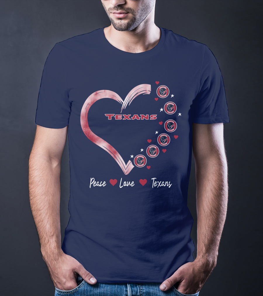 Peace Love Heart Houston Texans T-Shirt