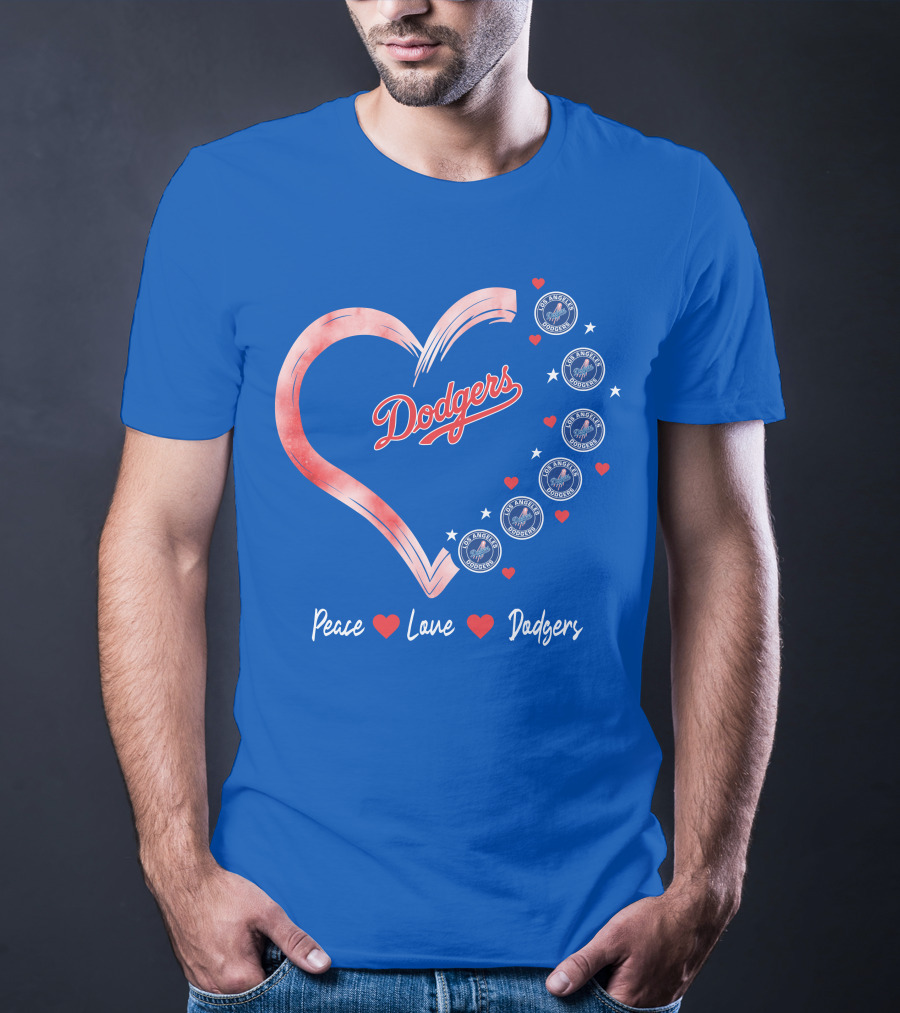 Peace Love Dodgers Heart Los Angeles Dodgers T-Shirt