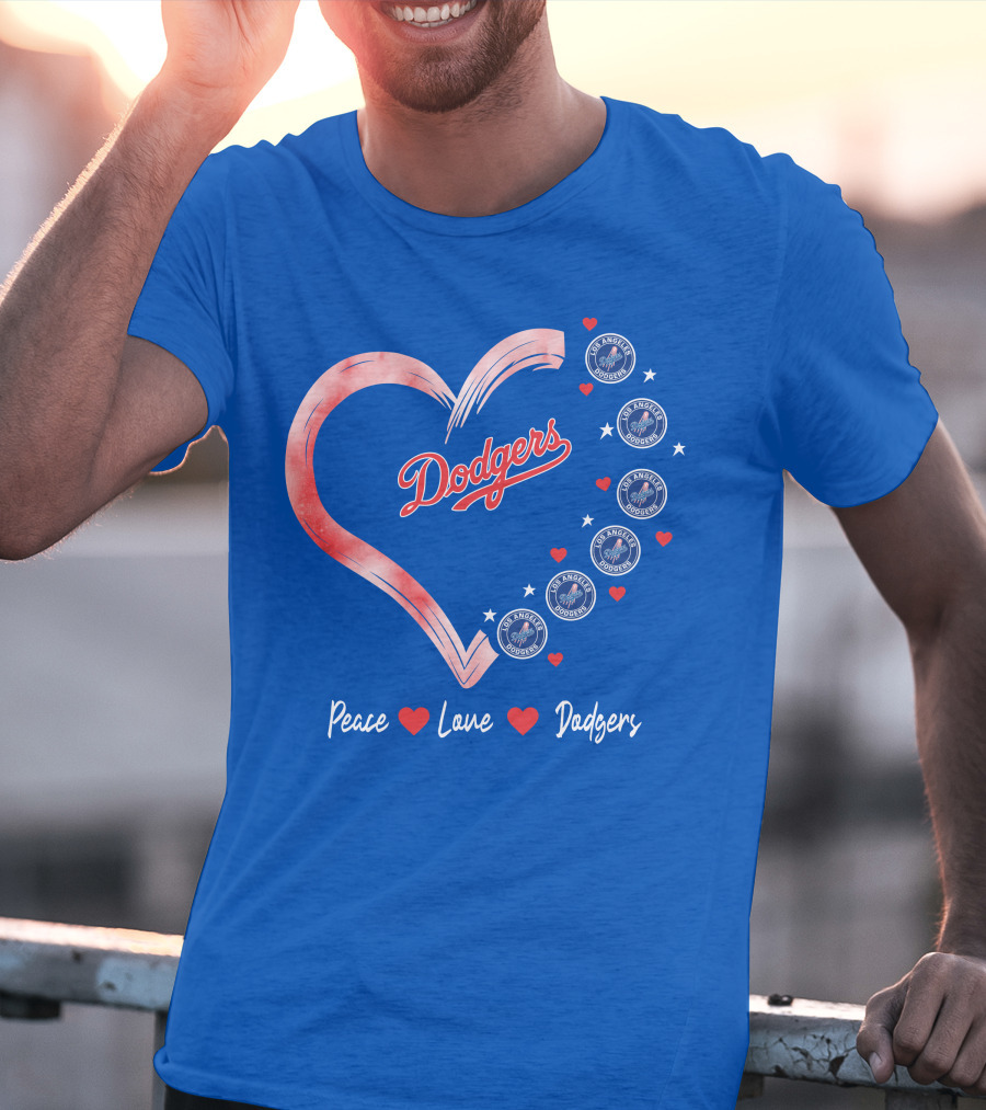 Peace Love Dodgers Heart Los Angeles Dodgers T-Shirt