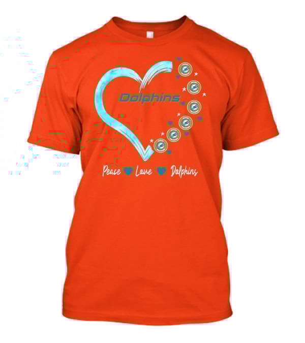 Peace Love Dolphins Heart Miami Dolphins T-Shirt