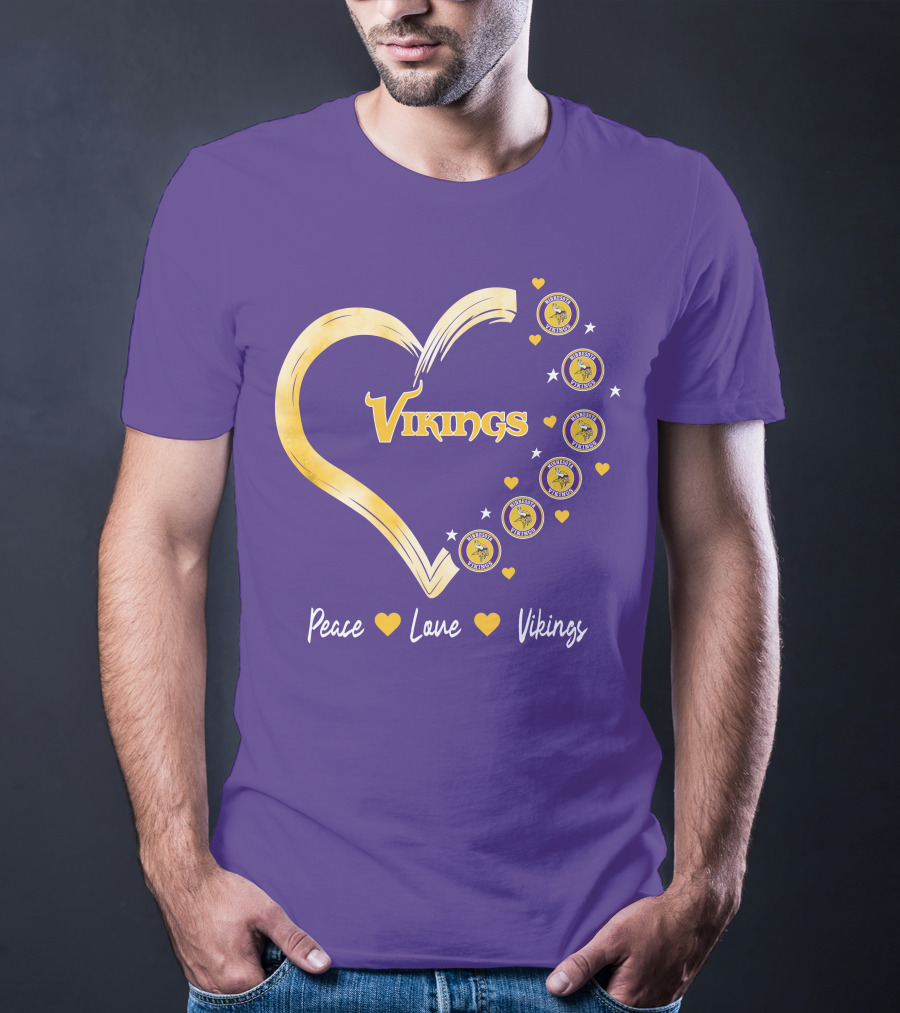 Peace Love Minnesota Vikings Heart T-Shirt