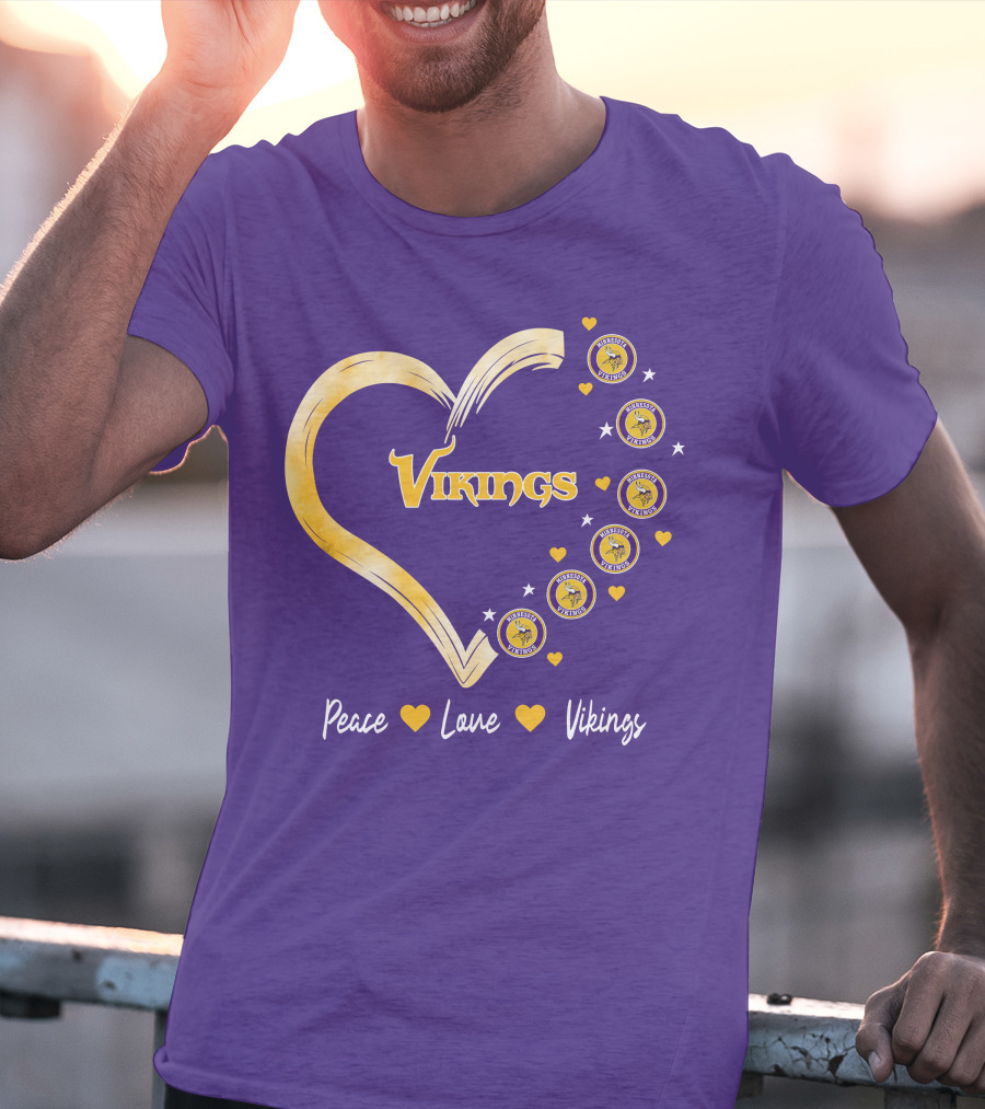 Peace Love Minnesota Vikings Heart T-Shirt