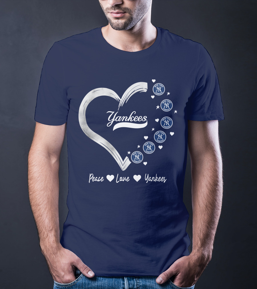 Peace Love Yankees Heart With New York T-Shirt