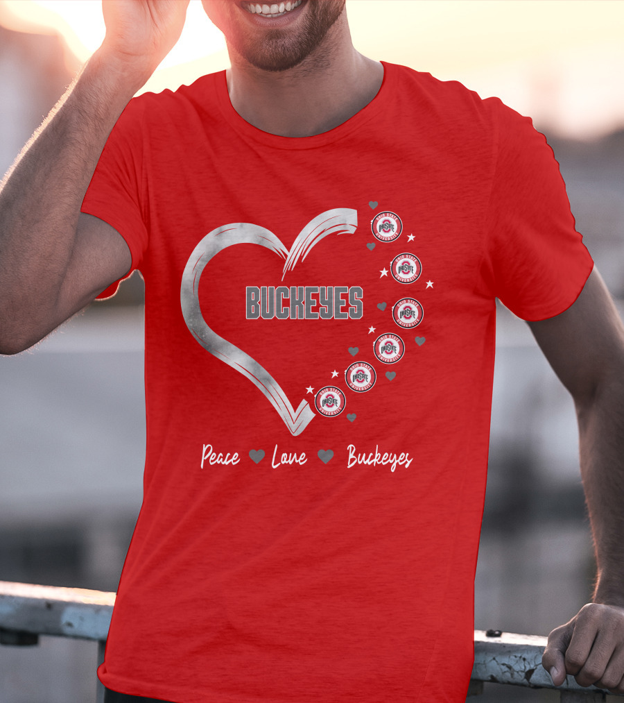 Peace Love Heart Buckeyes Ohio State Buckeyes T-Shirt