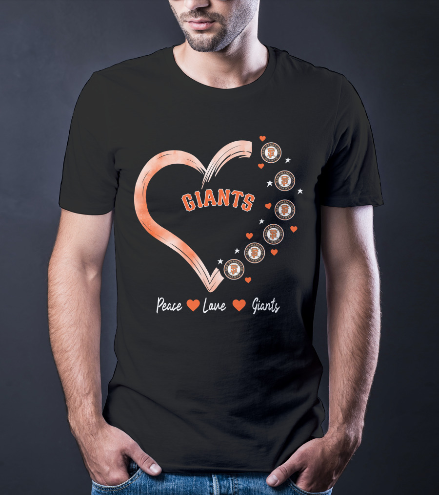 Peace Love Giants San Francisco Giants Baseball Heart Icons T-Shirt