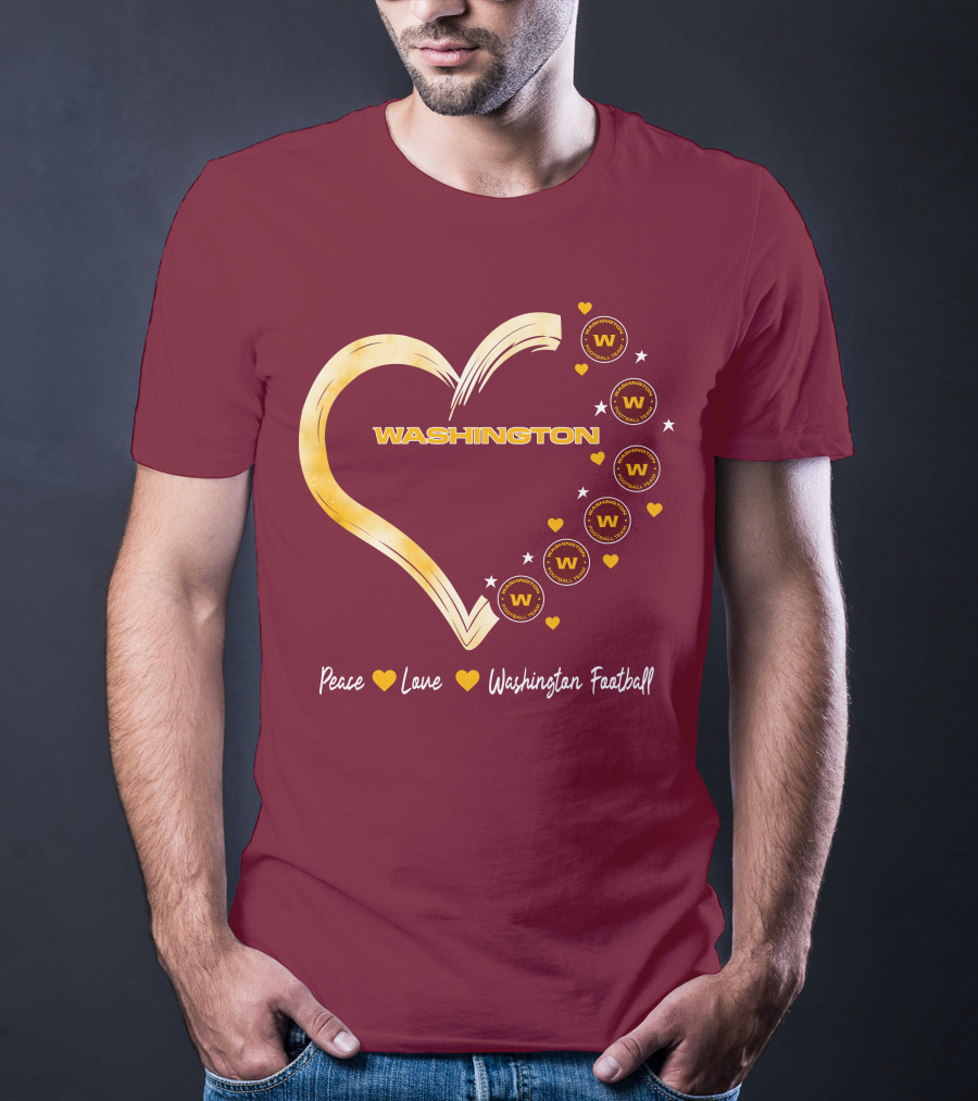 Peace Love Washington Heart And Team Circles T-Shirt