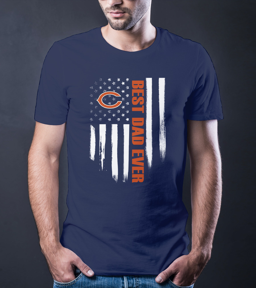 Chicago Bears Best Dad Ever American Flag T-Shirt
