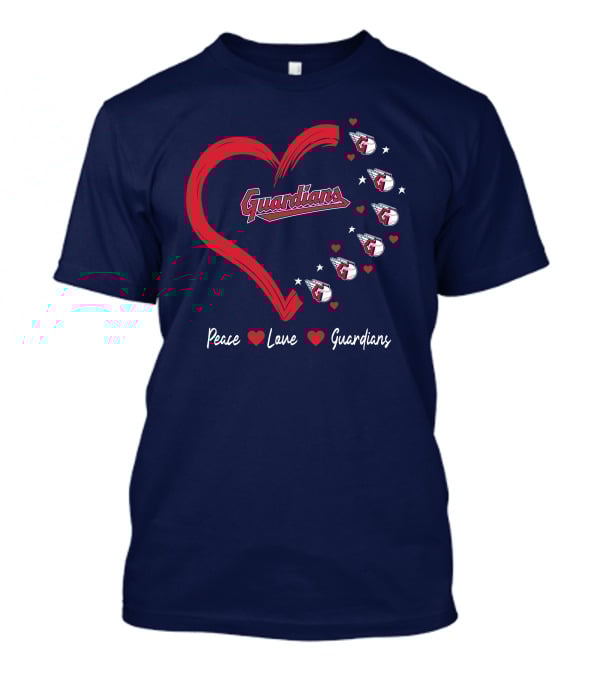 Peace Love Guardians Heart And Baseball T-Shirt
