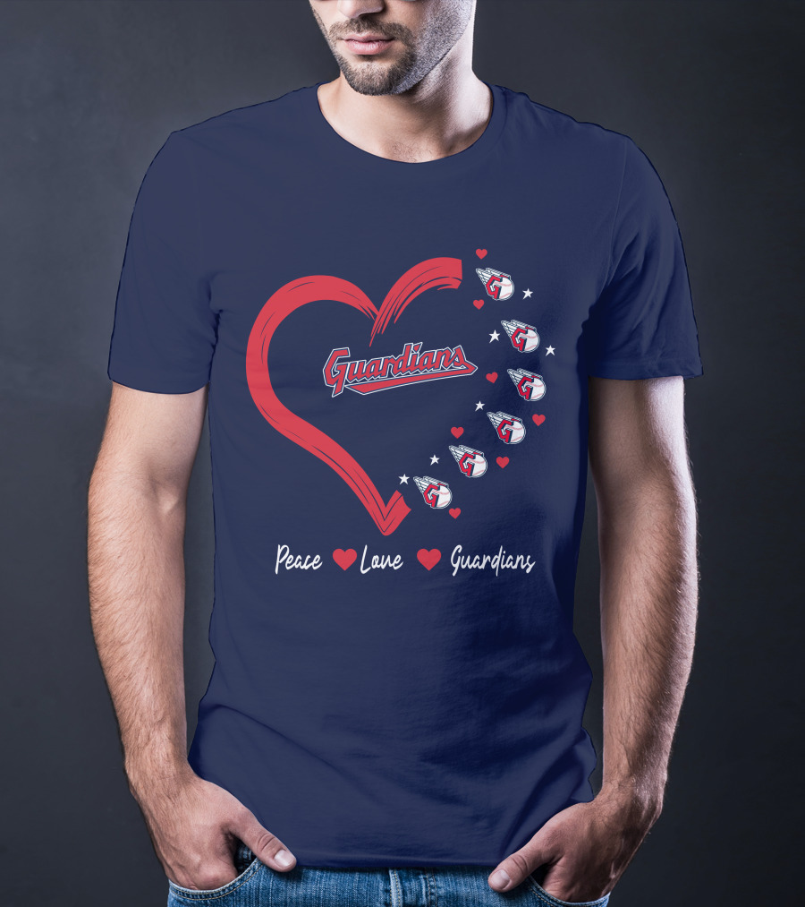 Peace Love Guardians Heart And Baseball T-Shirt