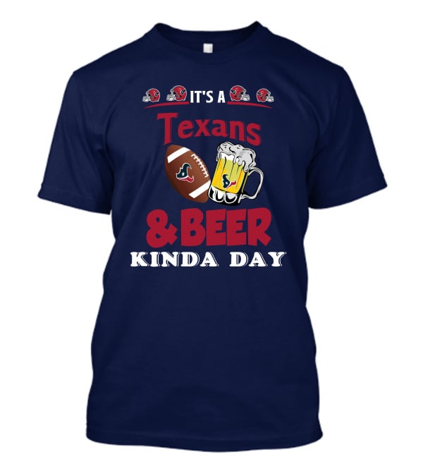 Houston Texans And Beer Football Fan Day With Helmets And Mug Icons T-Shirt