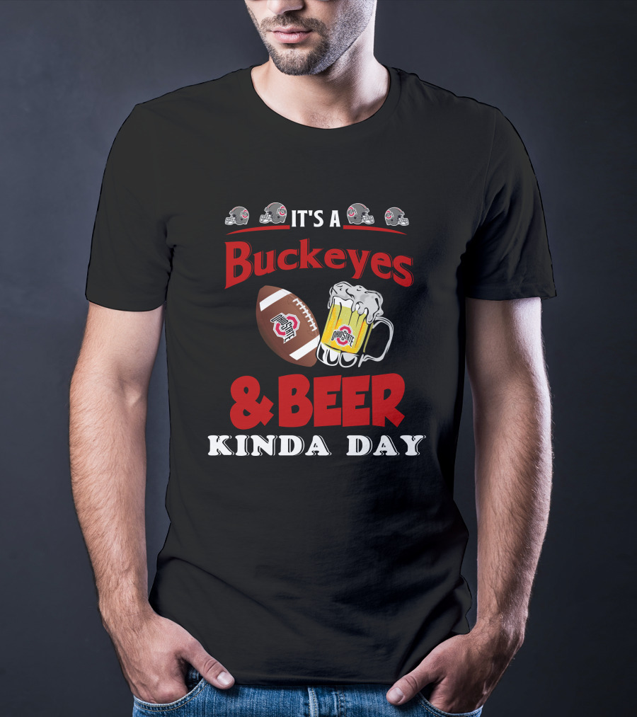 Ohio State Buckeyes And Beer Kinda Day Football Helmet And Mug T-Shirt