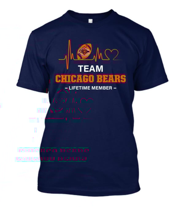 Team Chicago Bears Lifetime Member Heartbeat Football T-Shirt