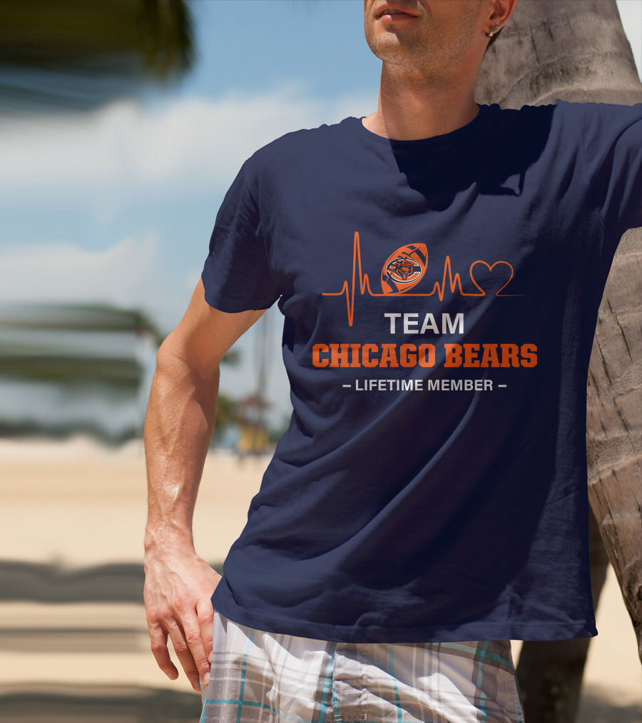 Team Chicago Bears Lifetime Member Heartbeat Football T-Shirt