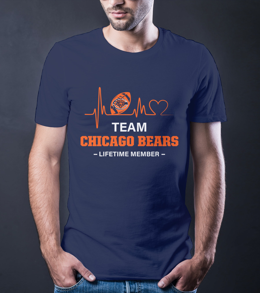 Team Chicago Bears Lifetime Member Heartbeat Football T-Shirt