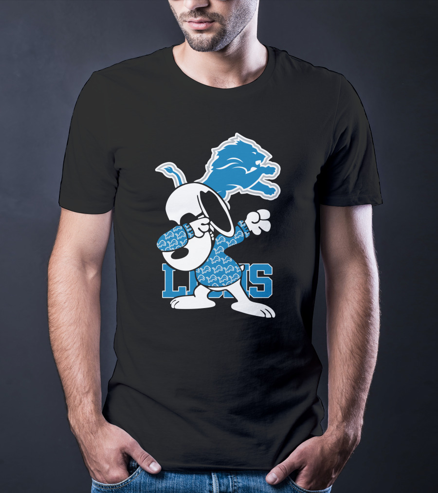 Detroit Lions Snoopy Dabbing Lions Football T-Shirt