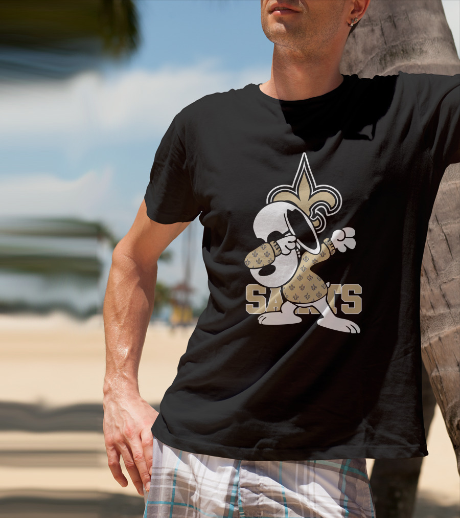 New Orleans Saints Snoopy Fleur-de-Lis Dabbing Saints T-Shirt