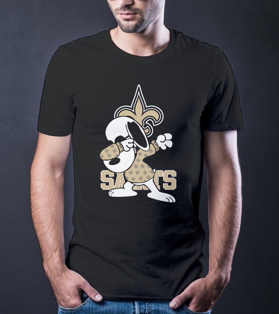 New Orleans Saints Snoopy Fleur-de-Lis Dabbing Saints T-Shirt
