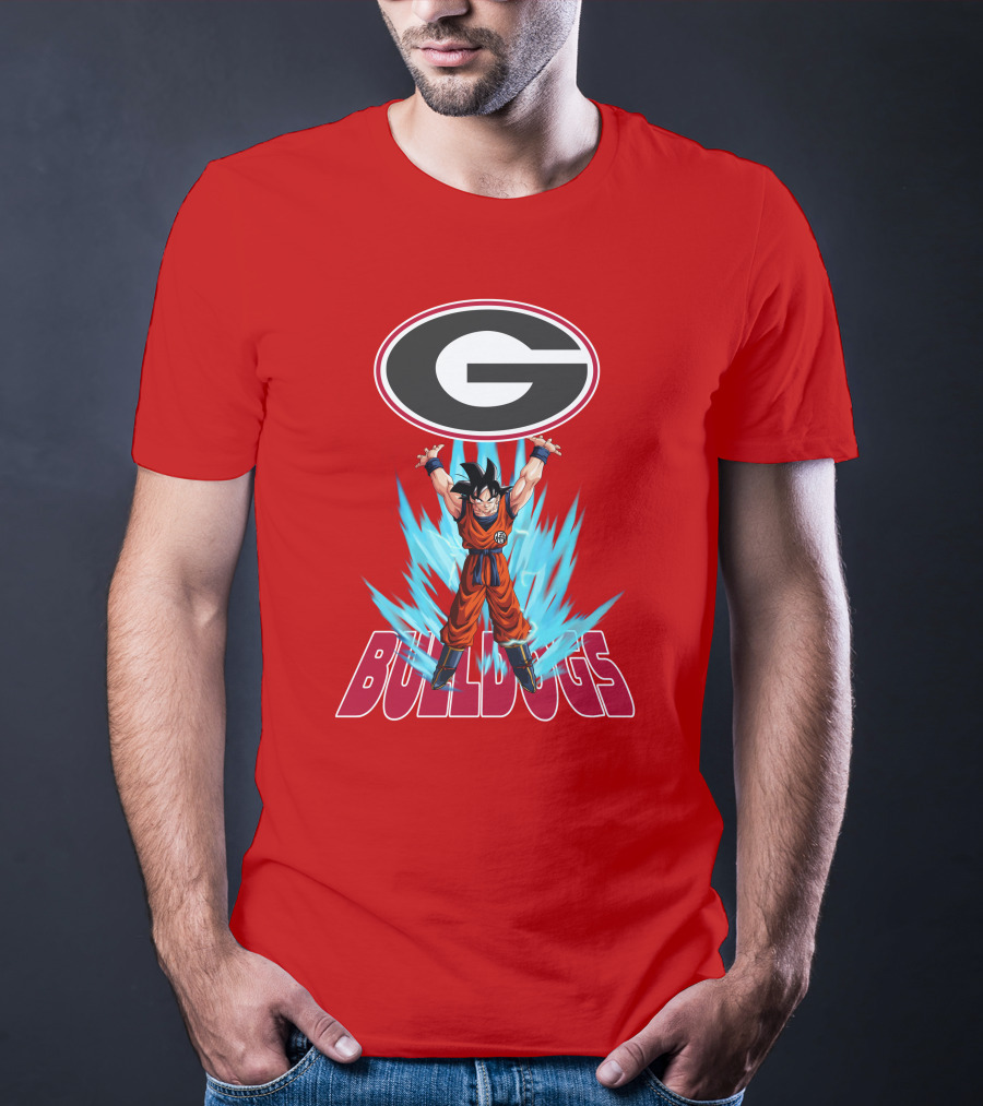 Goku Super Saiyan Georgia Bulldogs Logo Fusion T-Shirt