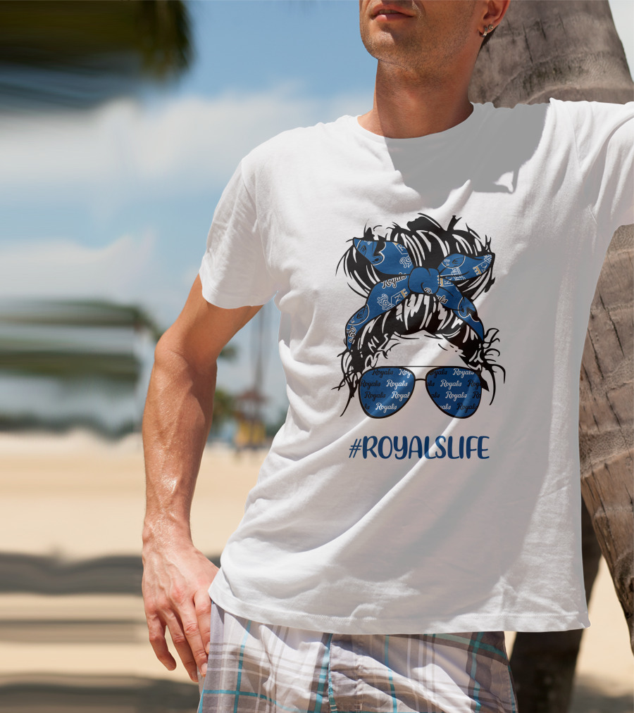 Kansas City Royals Messy Hairband Girl Glasses #RoyalsLife T-Shirt