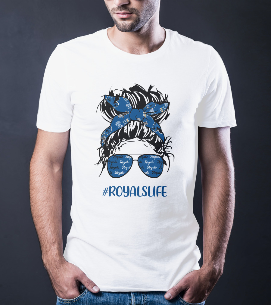 Kansas City Royals Messy Hairband Girl Glasses #RoyalsLife T-Shirt